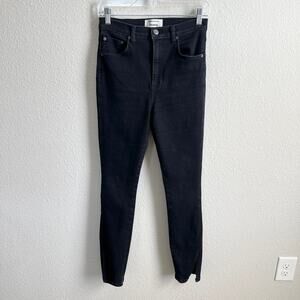 Reformation High & Skinny Split Hem Jeans Women's 28 Black Stretch Denim